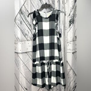 Anthropologie Cloth & Stone Ruffled Buffalo Check Romper M